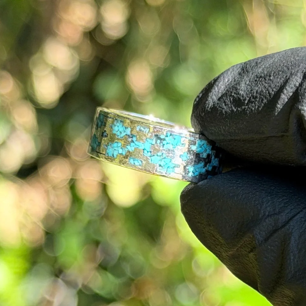 Sterling Ring with Blue Turquoise Accents